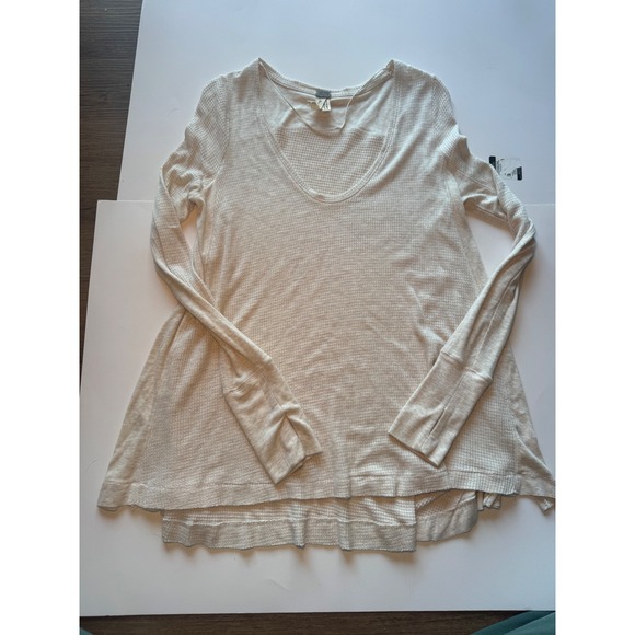 We The Free Tops - We The Free People Cream Waffle Knit Thermal Long Sleeve Thumbhole Top Small